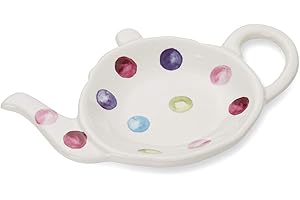 Cooksmart Organizador de Bolsas de té de cerámica con diseño británico | Plato para Bolsas de té usadas | Plato para bolsitas de té con diseño Moderno - Spotty Dotty