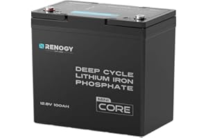 Renogy - Batería de fosfato de litio LiFePO4 Core Mini, 12 V, 100 Ah, BMS mejorado de 100 A, 5000 ciclos, función de protección contra el frío, batería de litio para autocaravanas, sistema solar