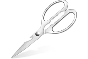 CGBE Forbici da Cucina, Forbici Cucina Resistenti in Acciaio Inossidabile 3CR13, Forbice Affilate Multiuso per Pollo, Carne, Pesce, Verdure e Barbecue, Argento