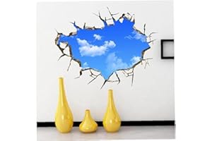 Ruluti 3d Sky White Clouds Wall Sticker for Kids Rooms Ceiling Roof Wall Decal Home Decor Self-adhesive Floor Art Mural Poster