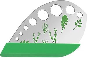 XNBTFK Herb Stripper, 9 Hole Stainless Steel Herb Cutter Leaf Stripper with Protective Cover Kitchen Gadget for Basil, Rosemary, Thyme, Chard, Kale, Mint
