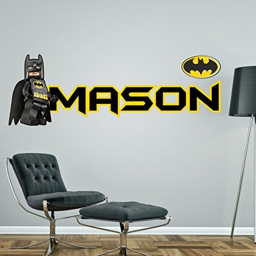 LEGO BATMAN WALL STICKER PERSONALISED COLOUR boy's bedroom decal art (Large - 140cm wide)