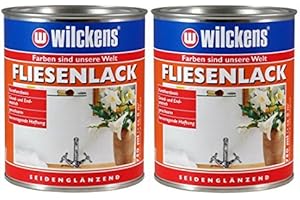 1A MALERWERKZEUGE 2 x Wilckens Fliesenlack weiß seidenglänzend 750 ml Renovierungsanstrich für Wand- und Deckenfliesen, z. B. in Küchen und Bädern im Innenbereich