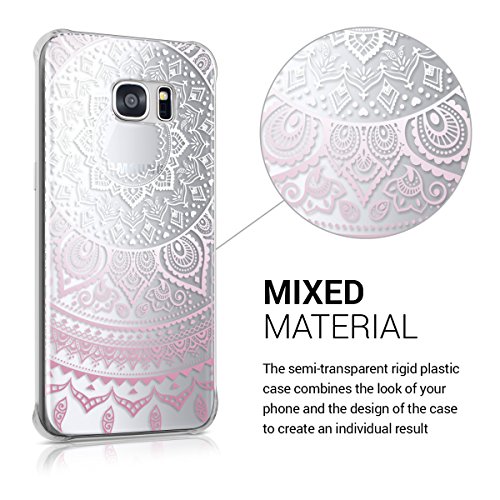 kwmobile Funda para Samsung Galaxy S7 Edge - Carcasa de  pl  stico  para m  vil - Protector  Trasero  en  Rosa Claro Blanco Transparente 