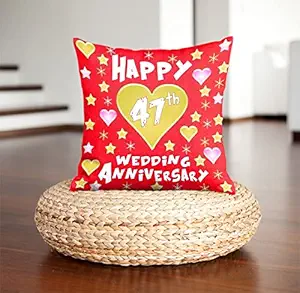 DreamVio Happy 47th Anniversary Pillow,Cushion for Gifting on Birthday's & Wedding to Couple,Husband, Wife, Friends Color : Red (12 x 12 inch)