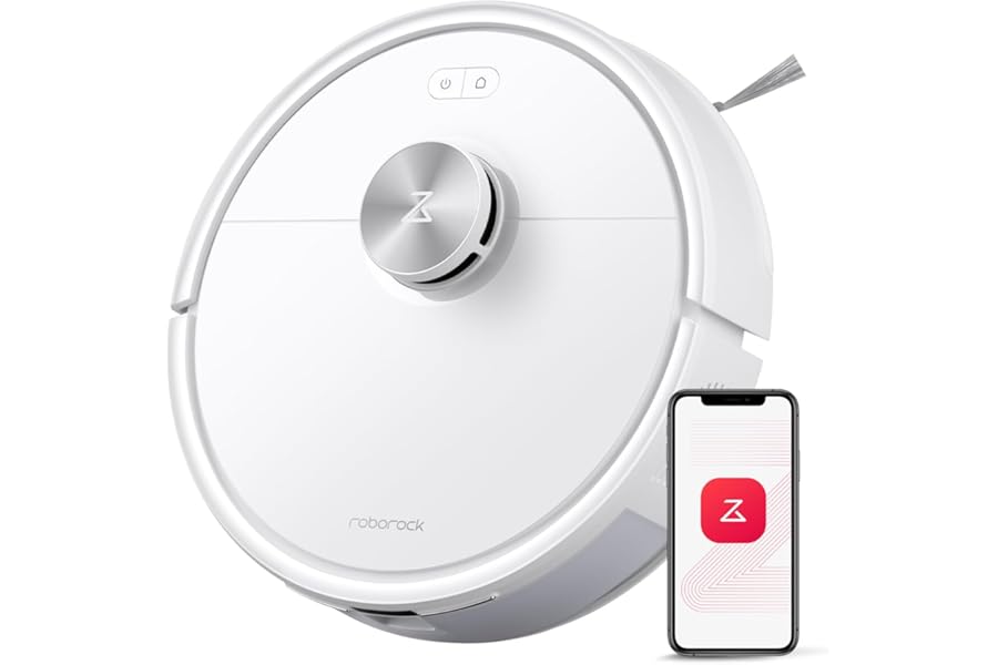 roborock Q7 M5 Robot Vacuum Cleaner with Mapping, 10,000 Pa, Anti-Tangle, Adjustable Water Quantity for Washing, Auto Boost on Carpets, APP Control, White