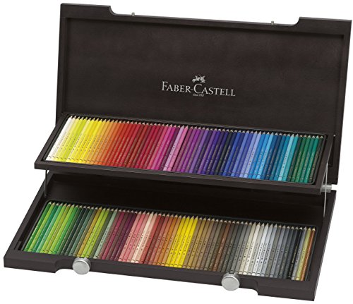 Faber-Castell 120 Polychromos Artist Colour Pencils with Wenge Stained Wooden Case and A4 Sketch Pad