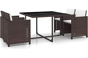 vidaXL Salon de Jardin Encastrable 5 pcs avec Coussins Mobilier de Jardin Mobilier de Patio Mobilier de Terrasse Mobilier d'Extérieur Résine Tressée Marron