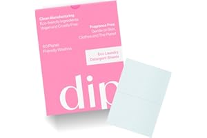 Dip Eco-Friendly Laundry Sheets Detergent | Plant Based, Plastic Free & Zero Waste | Perfect for Sensitive Skin | Fragrance Free | 60 Load