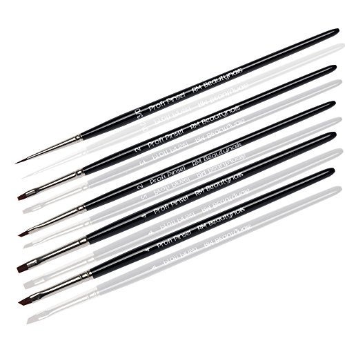 Professional One-Stroke Brush Set Made with Wine-Red Toray Synthetic Hair Fibres for Nageldesign Set of 5 / Made in Germany