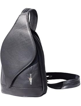 Rucksack, Schultertasche schwarz Leder Damen Rucksack DrachenLeder OTF602F