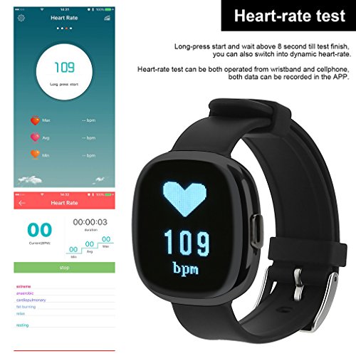 NONMON Blutdruck Herzfrequenz Monitor Fitness Tracker Pulsuhr Glasschirm - 3