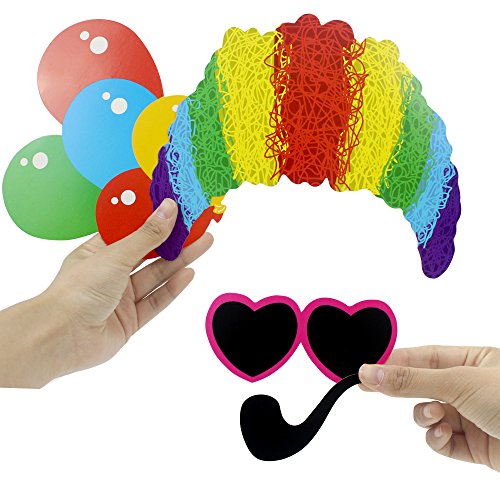 Coceca 75 Stück Foto Booth Props Fotorequisiten DIY zur Geburtstag Party, Hochzeit, Schulabschlußfeier und Fest - 6