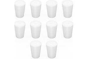 Labasics 10PK Tappi in Silicone Solido #1 - Dimensioni: Bottiglia 1,4 cm, Superiore 1,9 cm, Lunghezza 2,6 cm - Tappi Sigillanti Bianchi Conici per Laboratorio