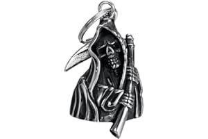 MOCY BELL - Clochette moto LA GRANDE FAUCHEUSE Porte-bonheur Acier inoxydable Argent