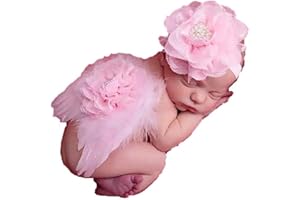 Matissa Newborn Baby Feather Angel Wings Baby Photography Props Baby Costume (Pink)