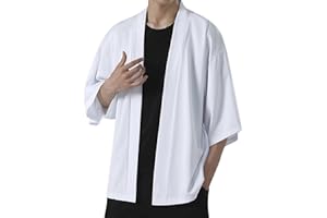 Duohropke Herren Kimono Cardigan Japan Happi Kimono Hanfu Langarmshirts Japan Harajuku Anime Robe Anime Kleidung Unisex Lose Bluse Sommer Tops Robe