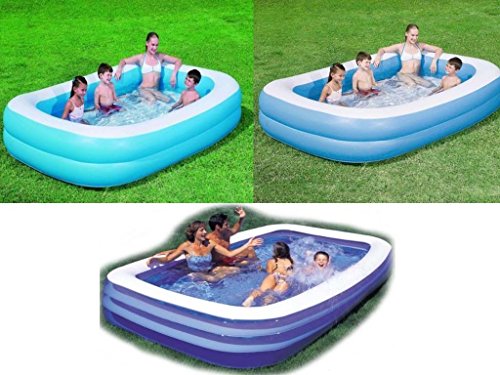 Large Jumbo Deluxe Rectangular Inflatable Family Swimming Paddling Pool Fun Beach Garden Outdoors Games Lounger Round Sun (103