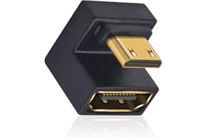 Duttek U Shape Mini HDMI to HDMI 8K Adapter, UP Angle HDMI auf Mini Winkel Adapter Support 8K@60Hz,48Gbps für Kamera/Laptop/Tablet/HDTV/Projektor (1 Stück)