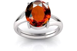 LMDPRAJAPATIS Natural 7.50 Carat 8.25 Ratti Astrological Gomed hessonite Garnet Birthstone German Silver adjustable Ring For Men Or Women