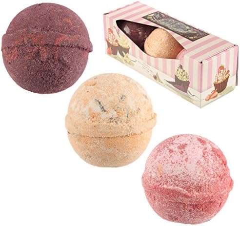 Puckator Set of 3  Cupcake  Buns  Bath  Bombs-Sweet Scents, Mixed, Height 7.5cm Width Depth 7cm