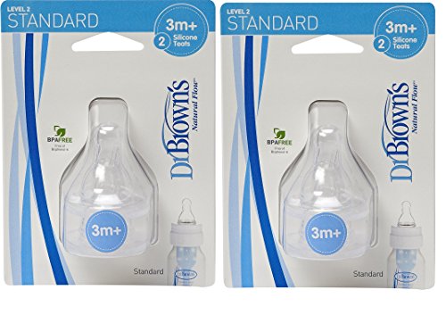 Dr. Brown's Natural Flow Level 2 Standard Nipple Per Pack 2Pcs (Pack of 4, Whie) Dr. Brown's Natural Flow Level 2 Standard Nipple Per Pack 2Pcs (Pack of 4, Whie)