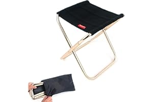 TFSYLISA Portable Folding Stool Mini Camping Folding Chairs Outdoor Lightweight Aluminium Stools with Storage Bag Seat for Camping Fishing Picnic Travel Hiking Black