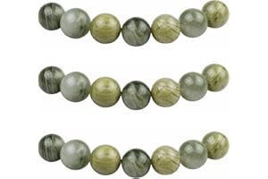 ‎MJDCB MJDCB Perlen zum Auffädeln 6mm 60 stück Grasgrün Jade Halbedelsteine Perlen mit Loch Natürliche Lose Runde Steinperlen für Herstellung Schmuck Armbänder Halsketten