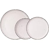 Quid Duna 12-piece earthenware dinnerware set for 4 people | Beige, Round Design, Decorated Finish, Stackable, Microwave Safe