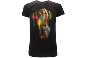 SABOR SRL T-Shirt Guanto di Thanos Marvel Ufficiale Originale Nera Maglia Maglietta