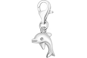 Quiges 925 Sterling Silver Sea Horse Clip On Lobster Clasp Charm Pendant