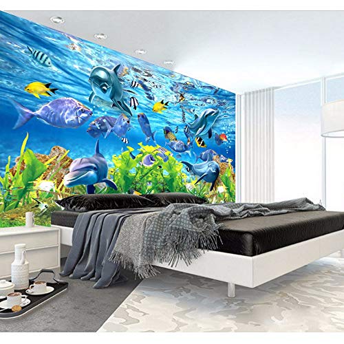 Preisvergleich Produktbild Xzfddn Individuelles 3D-Wandbild Individuelles 3D-Wandbild Unterwasserwelt-Seefisch-Wandbild Kinderzimmer-Tv-Hintergrund-Aquarium-...