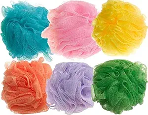 GOLDENLIKE Sponge Body Scrubber Bathing Body Wash Puff Loofah for Men Women Baby Kids Loofah Sponge Pouf Body Scrubber Soft Round Bath Sponge Loofah Scrub (Pack Of 6)