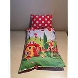 Puppenbettwäsche Vintage Pilzhaus Zwerge