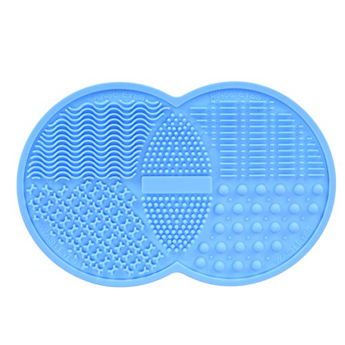 Makeup Brush Cleaning Mat, BESTIM INCUK Cosmetic Brush Cleaner Pad Silicone Washing Tool Scrubber Suction Cup, Blue