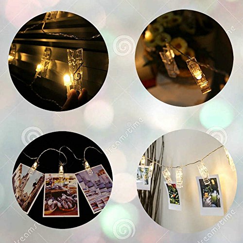 jtdeal Clip Kette von Licht LED für Foto, 4 m 16 Fotos Lichterkette LED Clips Licht der Kette der LED für die Dekoration Außen Innen, Bilder accrochantes, Noten, illustration, Teil Décor Neujahr, Weihnachten, Garten, Hochzeit, Terrasse, Rasen, Geburtstag, Kultur Mauer (warmweiß) - 3