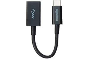 Amazon Basics USB 3.1 USB-C to USB-A Female Adapter Cable Converter, 5Gbps High-Speed, USB-IF Certified, for Laptops, Tablets, Phones (iPhone 16/15), Black