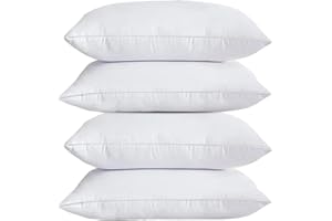 British Home Bedding - 4 Pack Premium Bounce Back Pillows Optimum Quality Hollow Fibre Pillows (4 Pack, White)