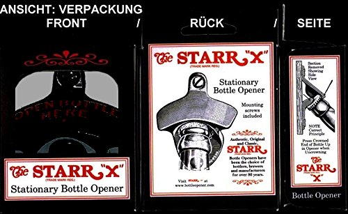 Wand-Flaschenöffner „OPEN BOTTLE HERE“ orig. STARR-X in schwarz, USA - 3