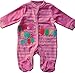 0-3 months - Baby Girls Cute Pink Striped and Multicoloured Little Caterpillar Velour Sleepsuit Onesie