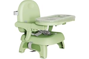 YORFULL Alzador Silla Para Niños Comer, Silla Bebe Portátil, Ajustable Asiento Bebe con Cinturón de Seguridad y Bandeja Extraíble, Trona Portatil Adecuado para Bebés de 6 a 36 Meses