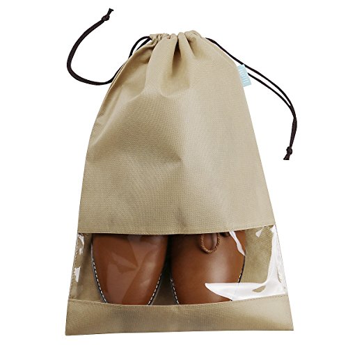 Schuh-Aufbewahrungsbeutel mit Tunnelzug, transparentem Fenster, Reise-Schuhbeutel, 5er Pack, - 6