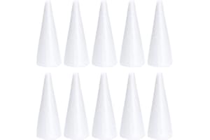 HOLIBANNA 10 coni in schiuma bianca per fai da te, accessori artigianali per progetti di ragazzo e ragazza, decorazioni natalizie e invernali, facili per la casa, 18,5 cm