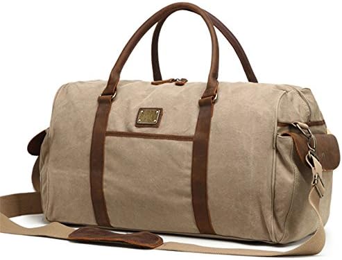 NONGNIML Travel Bag Travel Bags High Capacity Handbag Vintage Canvas Bag Diagonal Luggage Bag Holiday Overnight Weekend Hiking Camping Outdoor,Beige
