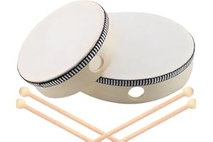 KATLEAY 2 Pièces Tambourin à Main, Tambourin avec Tambour Baguette, Tambourin en Bois, Tambourin en Bois Enfant, Bois de Tambourin Percussion, Tambourins Percussion Instrument, pour Cours Musique