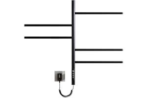 SKYLYZH Handtuchheizkörper, 420 x 660 mm, 180° Drehung, Handtuchtrockner Wandmontage, Intelligenter Konstanttemperatur Handtuchheizer, Elektrischer Handtuchwärmer, Energieeffizient- Black