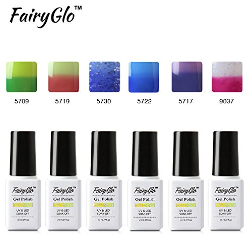 thermo nagellack FairyGlo gel nagellack nail polish set soak off gel ,5 x Stück Thermo Gellack