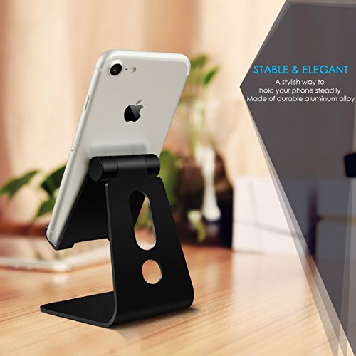 Preisvergleich Produktbild Verstellbarer Handyhalter, iPhone-Ständer: [Update Version] Docking-Station, Halterung Für Schalter, iPhone 8 X 7 6 6s Plus 5 5s 5c-Aufladung, Zubehör-Schreibtisch, Alles Android-Smartphone - Schwarz