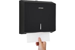 anydry Distributeur de Serviettes en Papier Mural – Capacité 250 Feuilles, INOX Noir Mat, verrouillable, adapté aux Serviettes multifold/Z-Fold (Taille pliée ≤ 27 cm x 10 cm) Noir Mat