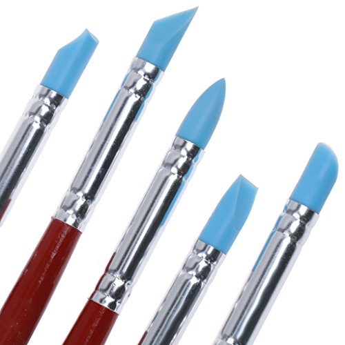 5x Silikonpinsel Gummi-Pinsel Clay Shaper Modellier Werkzeug Pinsel - 4